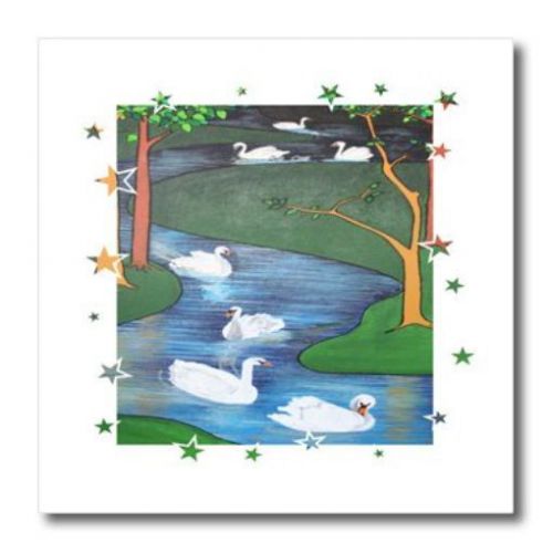 3dRose ht_28183_2 Christmas Seven Swans a Swimming-Iron on Heat Transfer for Whi