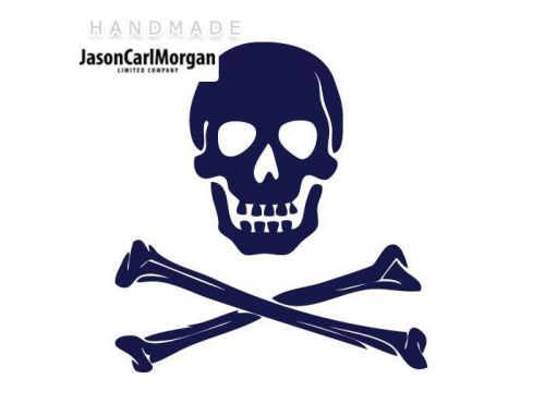 JCM® Iron On Applique Decal, Skull and Bones Navy Blue