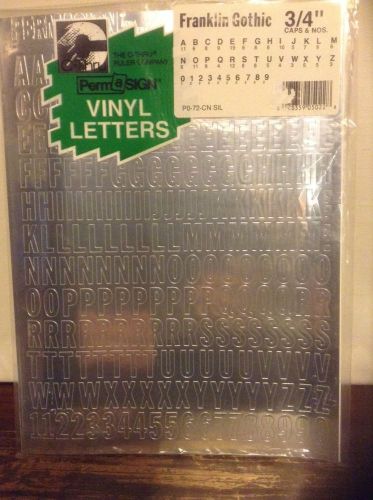 Permasign Vinyl Lettering Self-adhesive 3/4&#034; silver Franklin gothic caps &amp; Nos