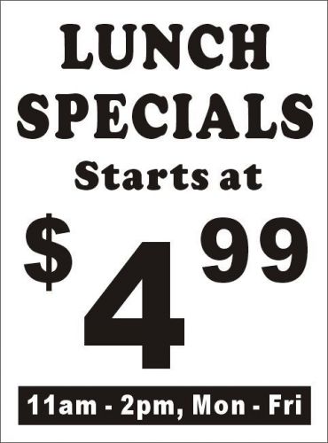 3ftX4ft Custom LUNCH SPECIALS Banner Sign with Your Text (White Background)