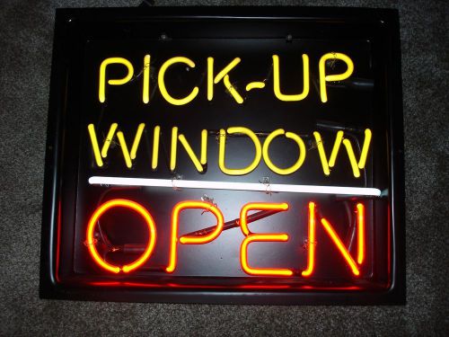 Pick-Up Window OPEN Neon Sign Drive Thru 3 COLOR Vintage