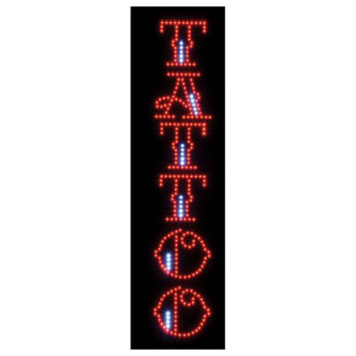 VERTICAL Animated TATTOO Shop LED Light Neon Sign Ink