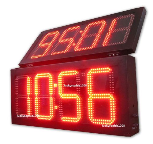 Outdoor double sided led time &amp; temperature sign led digital clock with remote for sale