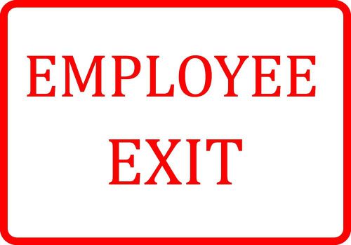 Employee Exit Red &amp; White Sign Business Store Plaque Employ Warning Retail Signs