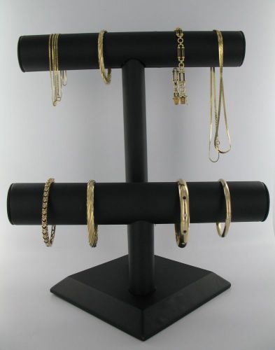TWO BLACK LEATHERETTE 2-TIER* T-BAR JEWERLY DISPLAYS *3820-2 *BRAND NEW