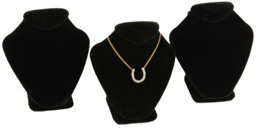 3 Black Velvet Necklace Jewelry Display Busts 2 5/8&#034;