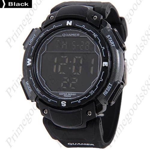 Silica gel band lcd digital sports wrist men&#039;s wristwatch free shipping black for sale
