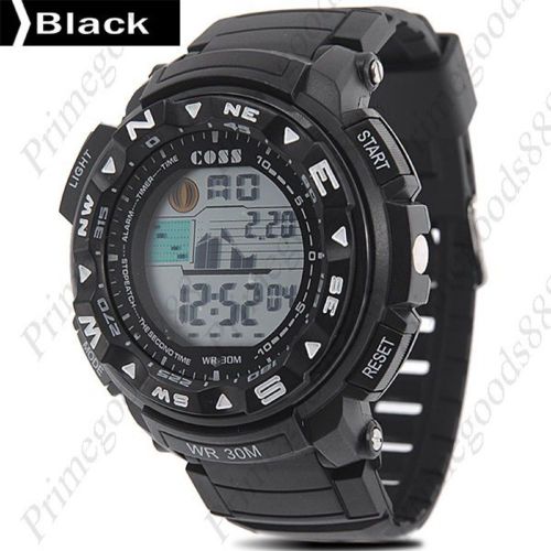 LCD Digital Sports Silica Gel Men&#039;s Wrist Quartz Wristwatch Free Shipping Black