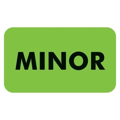 Tabbies MINOR Patient Information Label - 1.5&#034;x0.88&#034; - Green - 250 / Roll