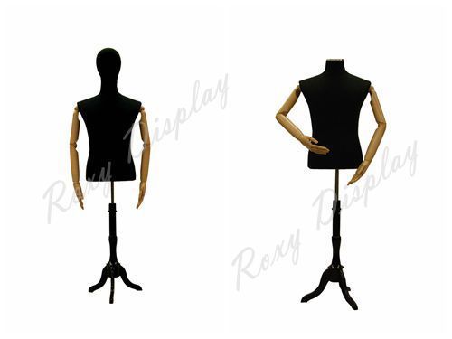 Male Hard Foam Dress Form with arms and head. #JF-33M02ARM-NA+BS-02BKX