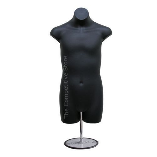Teen Boy Black Dress Mannequin Form With Metal Base - For Boy Sizes 10 -12