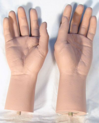 Pair Hands Male NEW Full Size Lifelike Fleshtone Mannequin Manikin Dummy