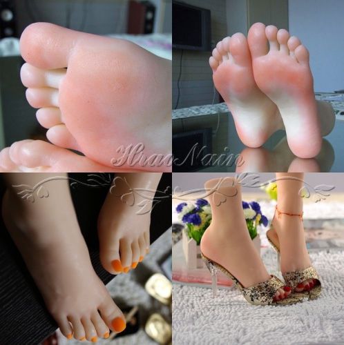 Soft silicone lifelike female left right mimic feet mannequin foot dummy model for sale
