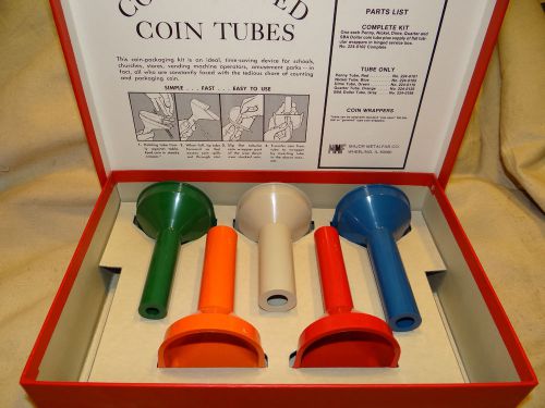 1960&#039;s Vintage COLOR KEYED COIN TUBES w/SERVICE BOX Major Metalfab Co. complete