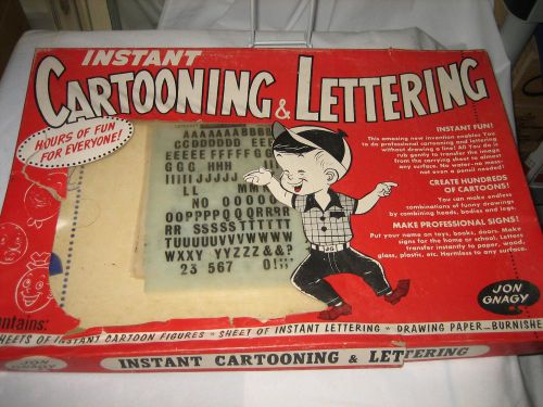 Vintage Jon Gnagy Instant Cartooning &amp; Lettering Kit Fun and Cool!