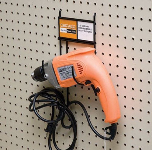 CORDED DRILL Holder For Peg Board BLACK POWDER COATED
