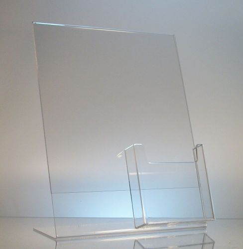 5 Acrylic 8-1/2x11 Slanted Sign Holders with 4x9 Tri-Fold Brochure Holder