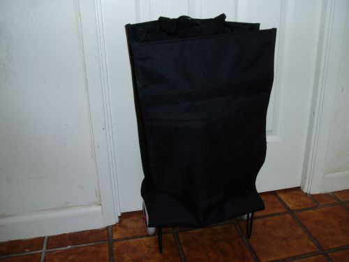 Black Canvas Rolling Shopping Cart NWOT Collapsible Folding Wheels Grocery Bag