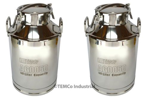 2x TEMCo 40 Liter 10.5 Gallon Stainless Steel Milk Can Wine Pail Bucket Tote Jug