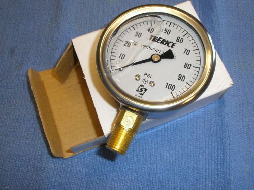 0-100psi air water pressure gauge stainless trerice d82lfb 2-1/2&#034; dia 1/4&#034; fpt for sale