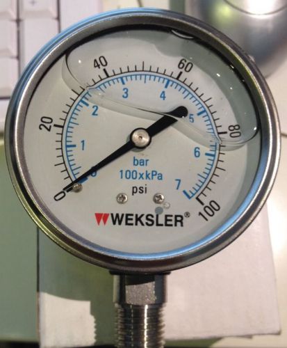 Weksler liquid filled gauges w/stainless steel case - by42ypf4lw-xcy 4ry95 for sale