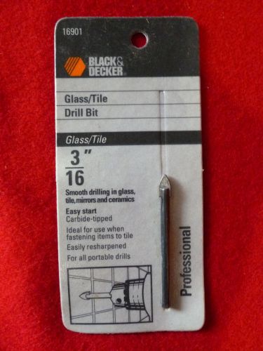 NIP Black &amp; Decker 3/16 Inch Glass and Tile Drill Bit 16901 Professional