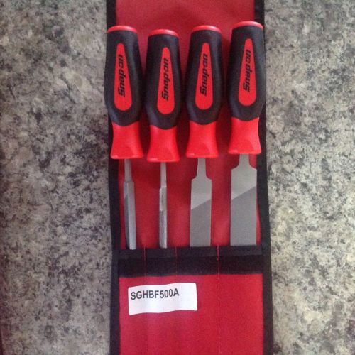 Snap-On Set, File, Soft Grip, Mixed (Mill/3 Sq/Round), Red 4 pc SGHBF500A NEW!