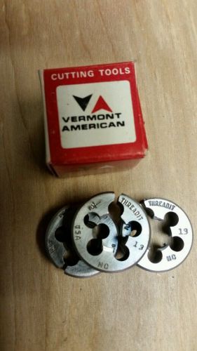 1/2-20 Vermont American 1 inch external threading die new round 3pcs