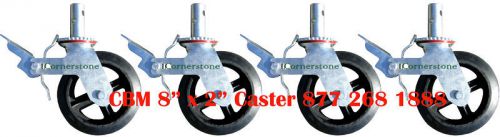 Quality set of 4 scaffold 8&#034; rubber caster wheels double locks double brakes cbm for sale