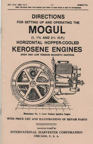 Mogul Kerosene Engine Motor Directions Book Horizontal Hopper Cooled High Low