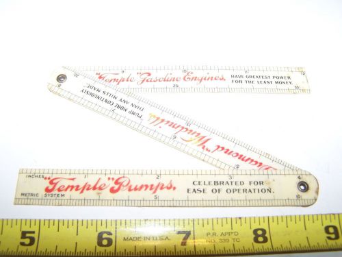 Old 1904 TEMPLE PUMP CO Celluloid Ruler Hit Miss Gas Engine Diamond Windmill WOW