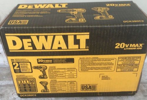 Dewalt dck280c2 20v max*lith-ion compact drill/driver/impact driver combo for sale