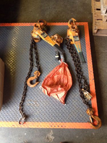 3 Harrington Lever Hoists 6&#039; Chain Mod. L4-247 LB030 3 Ton &amp; LB010 1 Ton