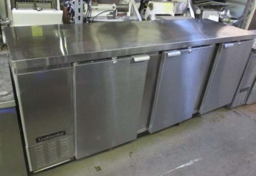 Bbc90-ss continental 3 door stainless steel 90&#034; back bar cooler - beer - bottle for sale