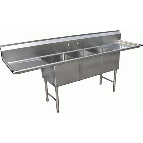 California Cooking 3 Compartment Commercial Kitchen Sink With 2 Drainboards