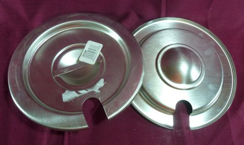 2 LOT- 78160 VOLLRATH 7.5 Stainless Steel Slotted Notched Round Lid Cover 4.12QT