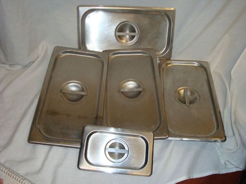 Vollrath Full Size Solid Cover Stainless Steel Steam Table Pan Lids (LOT OF 5)