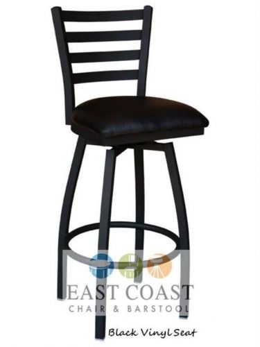 New gladiator commercial ladder back metal swivel bar stool w/ black vinyl seat for sale