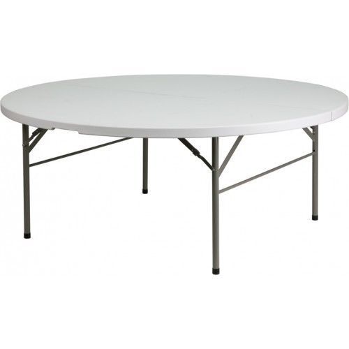 Flash Furniture DAD-183RZ-GG Round Bi-Fold Granite White Plastic Folding Table,