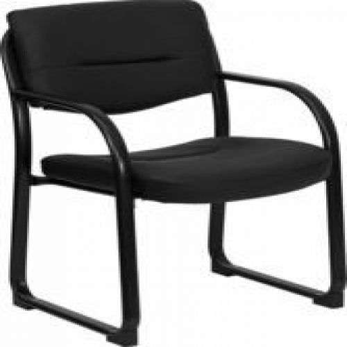 Flash Furniture BT-510-LEA-BK-GG Black Leather Executive Side Chair with Sled Ba