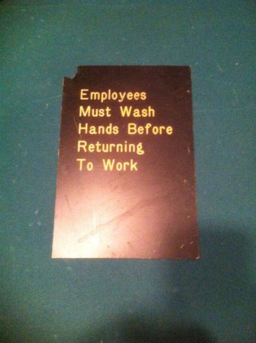 Sign Employees Must Wash Hands Vintage Plastic Bathroom Sign