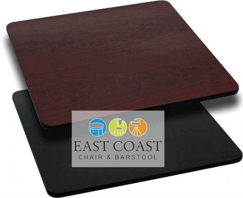 New 30&#034; x 30&#034; Square Commercial Reversible Cafe Table Top (Mahogany/Black)