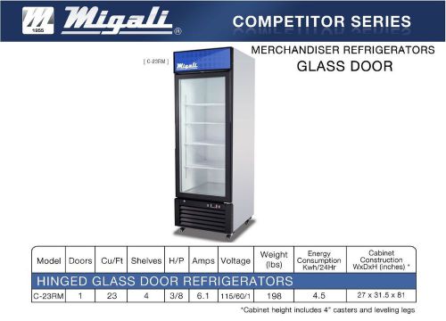 NEW MIGALI HINGED GLASS DOOR REFRIGERATOR C-23RM