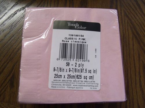 TOUCH OF COLOR CLASSIC PINK NAPKINS LOT OF 12 (50- 2 PLY) **600 NAPKINS**