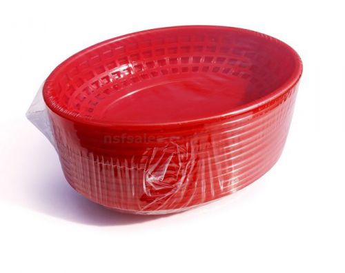 Fast Food Baskets Serving Basket Plastic Red 9.25x6&#034; Oval 36 pcs