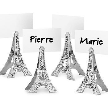 Silver Tone Eiffel Tower Style Name Place Card Holders For Tables