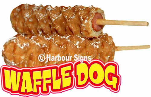 Waffle Dog Decal 14&#034; Concession Hot Dogs Cart Food Truck Sign Menu Sticker