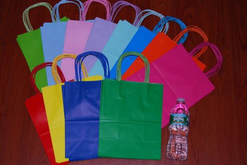 12 MIX COLOR KRAFT PAPER GIFT BAGS 10&#034;x4.5&#034;x8&#034;