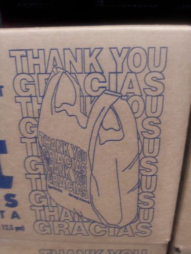 THANK YOU PLASTIC BAGS 11.5&#034; x 22&#034; ( 500 PER BOX ) W/ GRACIAS RECYCLED MATERIALS