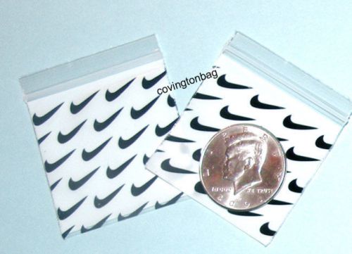 200 mini ziplock bags black &amp; white 2&#034; x 2&#034; swoosh baggies 2020 for sale